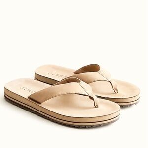 NWT, Light Tan, Leather JCrew Flip Flops, Size 8